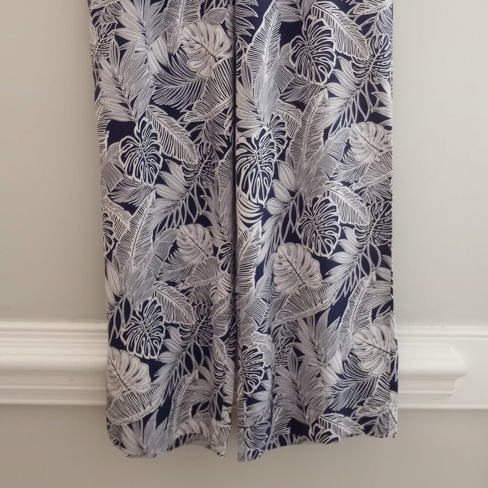 'Panama Jack' Wide leg Pant Size XL Linen Blend Navy/White Tropical Pockets EUC - Picture 2 of 10